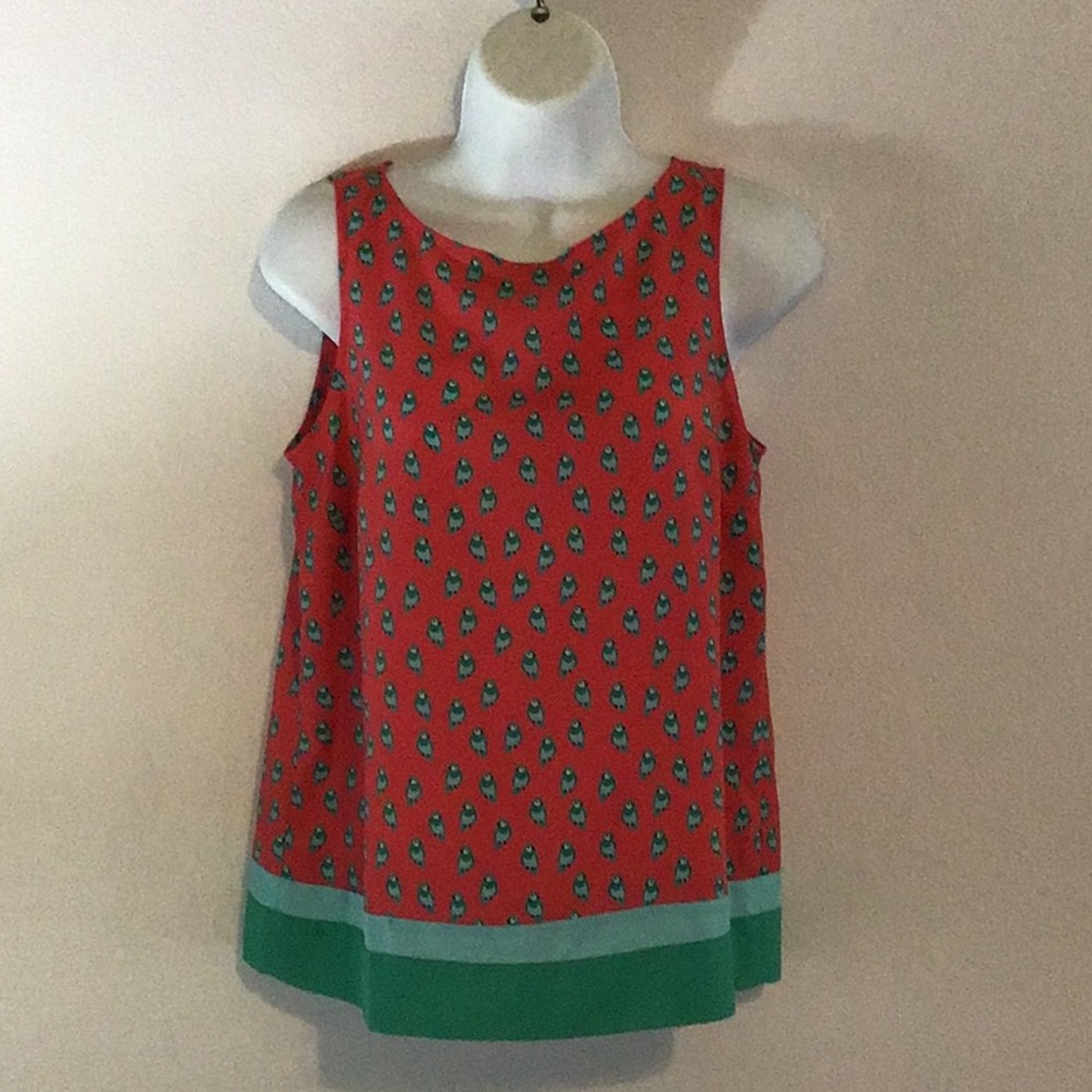 Ann Taylor Silky blouse with bird pattern